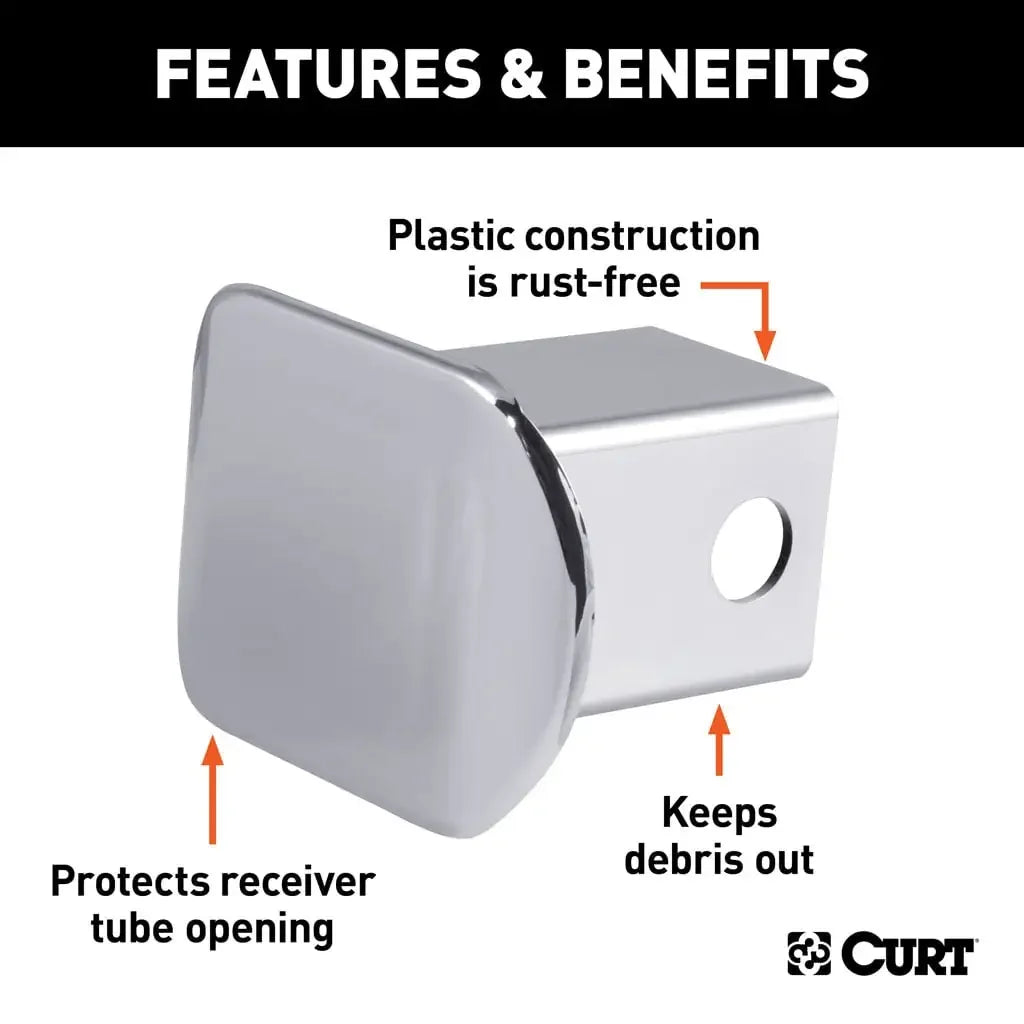 CURT 22171 2" Chrome Plastic Hitch Tube Cover (Packaged) - View 4