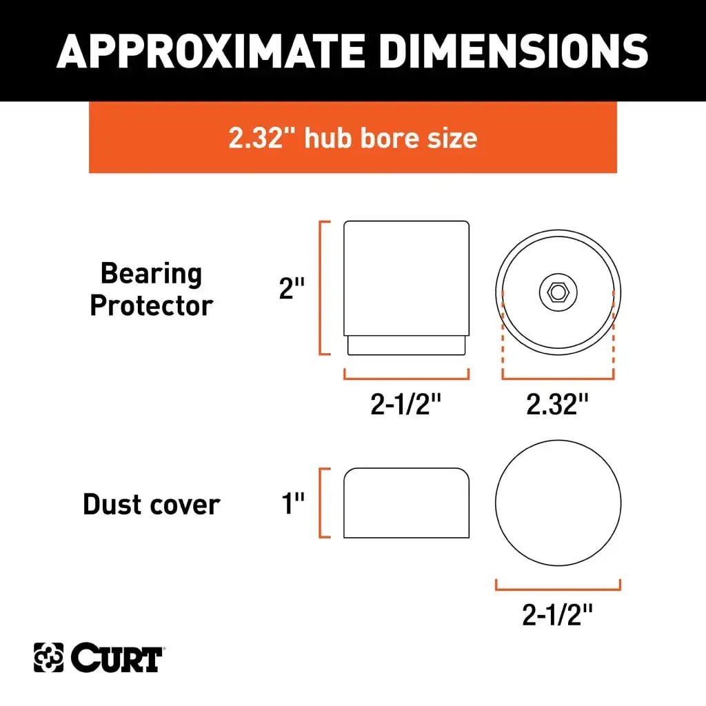 CURT 22232 2.32" Bearing Protectors & Covers (2-Pack) - View 2