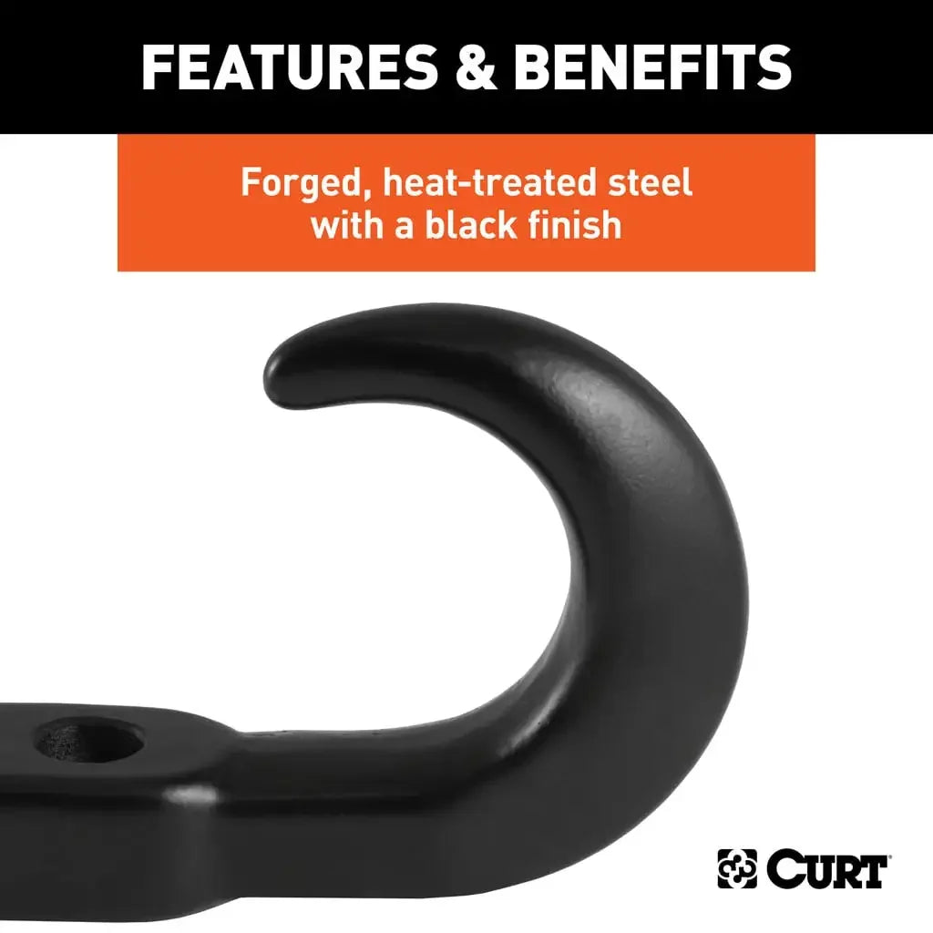 CURT 22411 Tow Hook with Hardware (10,000 lbs., Black) - View 5