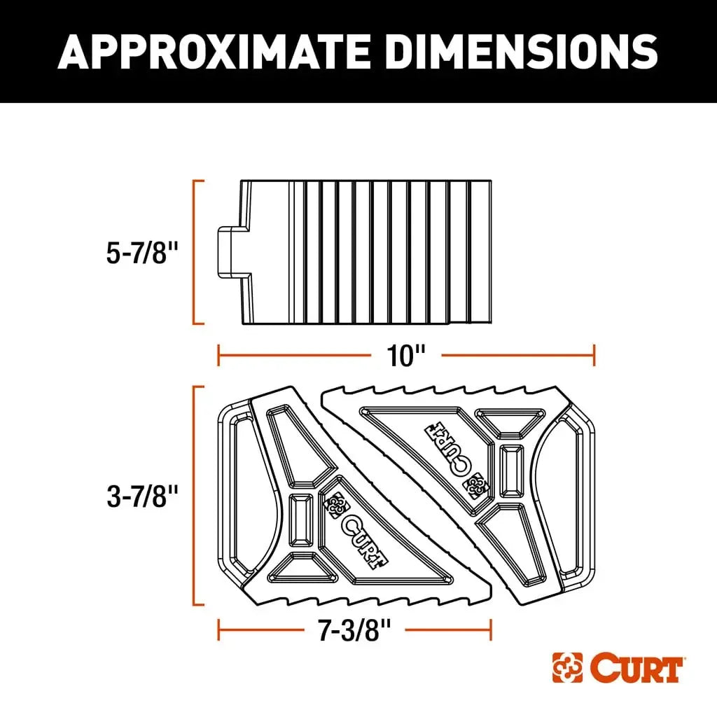 CURT 22802 HD Wheel Chocks 2-Pack with Mounting Bracket - View 2