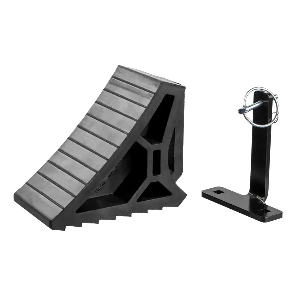 CURT 22803 HD Wheel Chock with Mounting Bracket - View 1