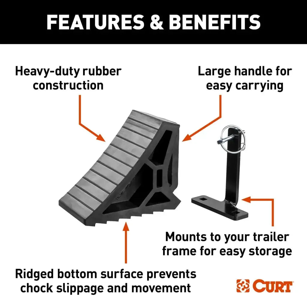 CURT 22803 HD Wheel Chock with Mounting Bracket - View 3