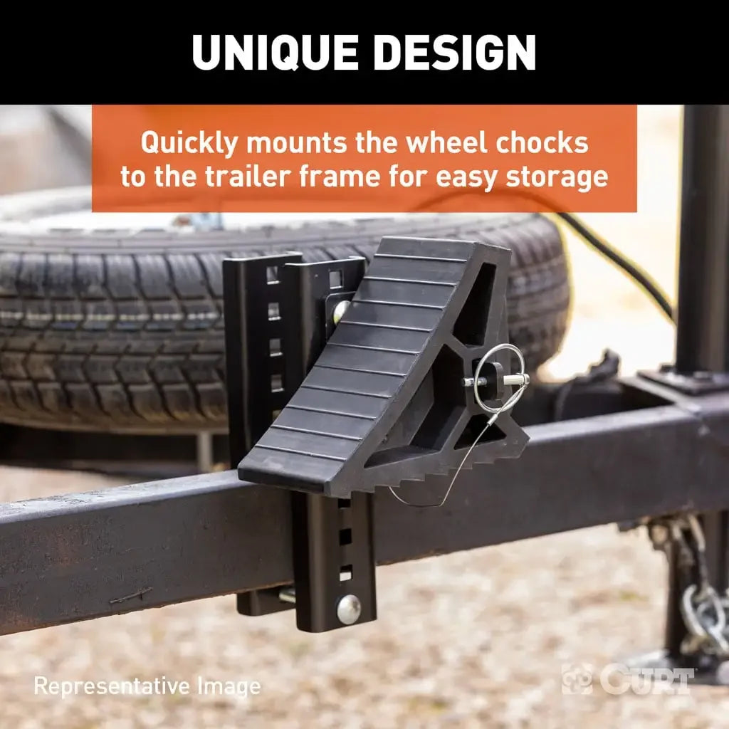 CURT 22803 HD Wheel Chock with Mounting Bracket - View 4