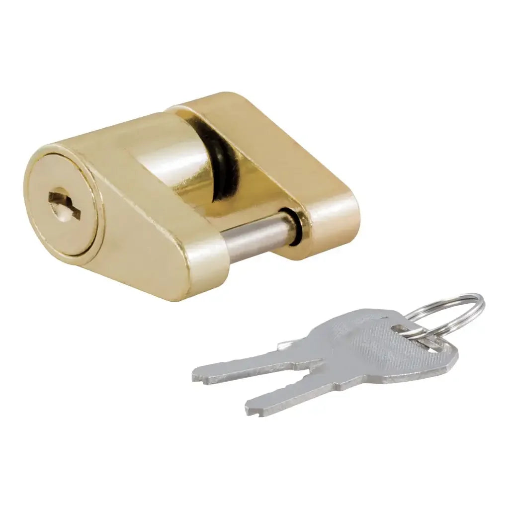 CURT 23022 Coupler Lock (1/4" Pin, 3/4" Latch Span, Padlock, Brass-Plated) - View 1