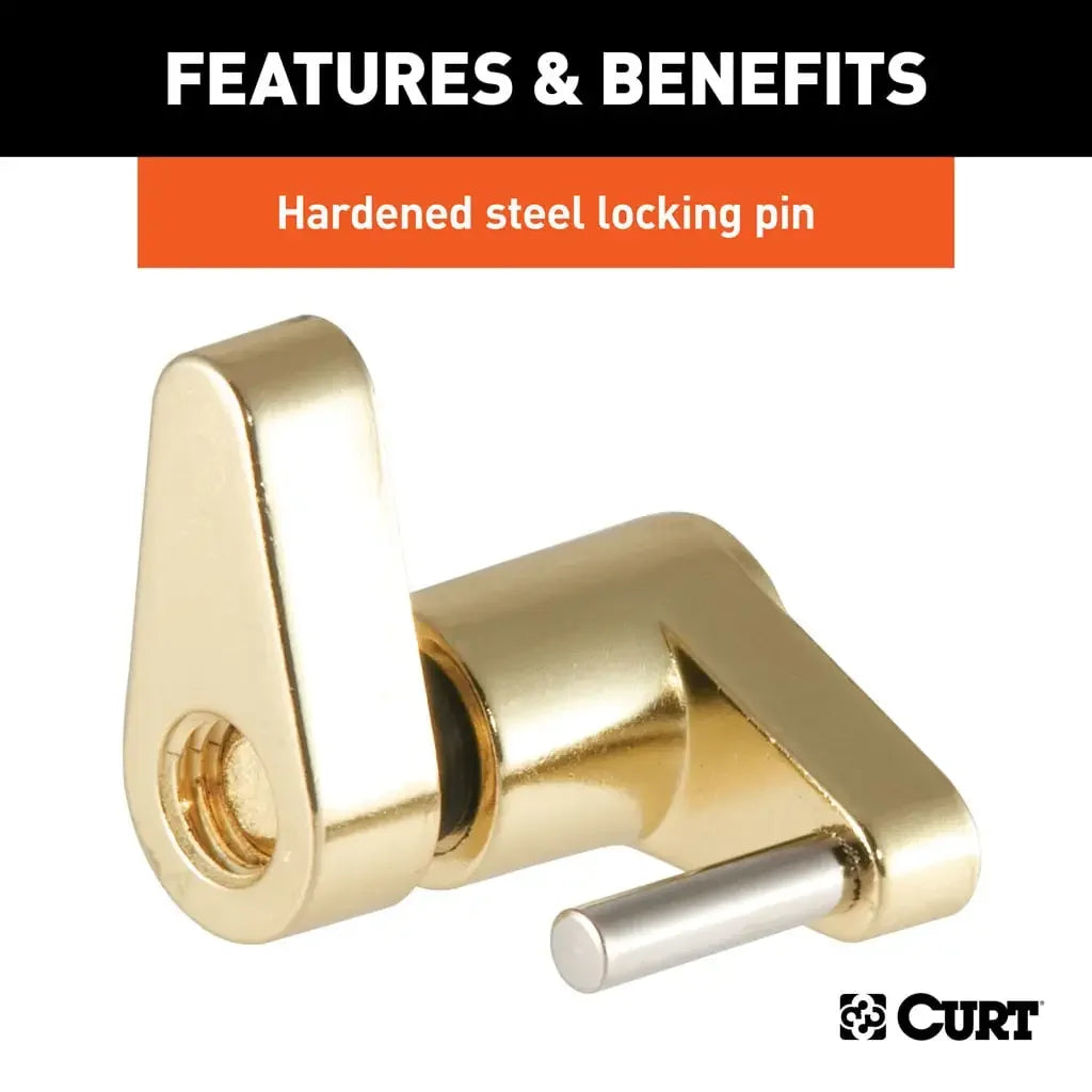 CURT 23022 Coupler Lock (1/4" Pin, 3/4" Latch Span, Padlock, Brass-Plated) - View 6