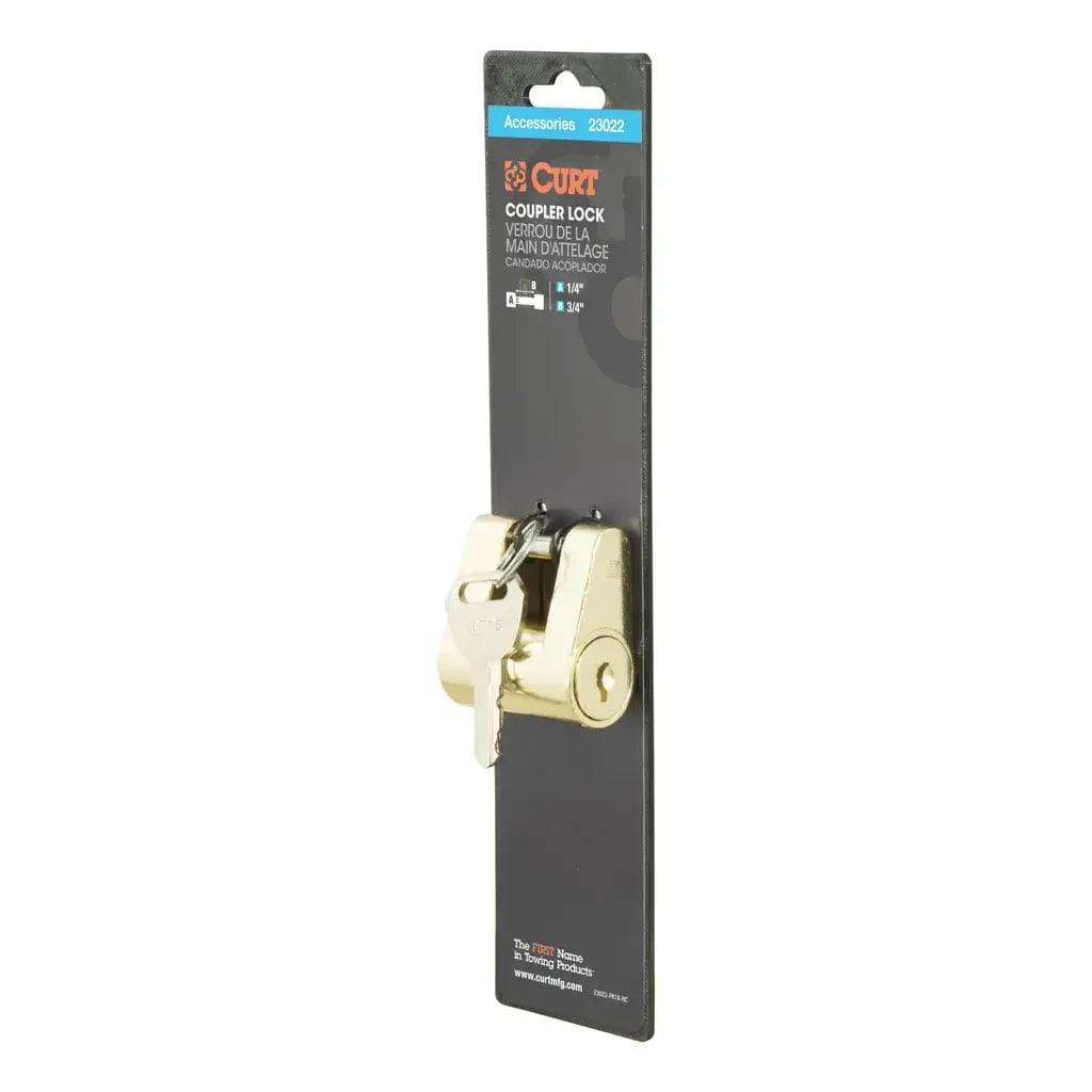 CURT 23022 Coupler Lock (1/4" Pin, 3/4" Latch Span, Padlock, Brass-Plated) - View 7