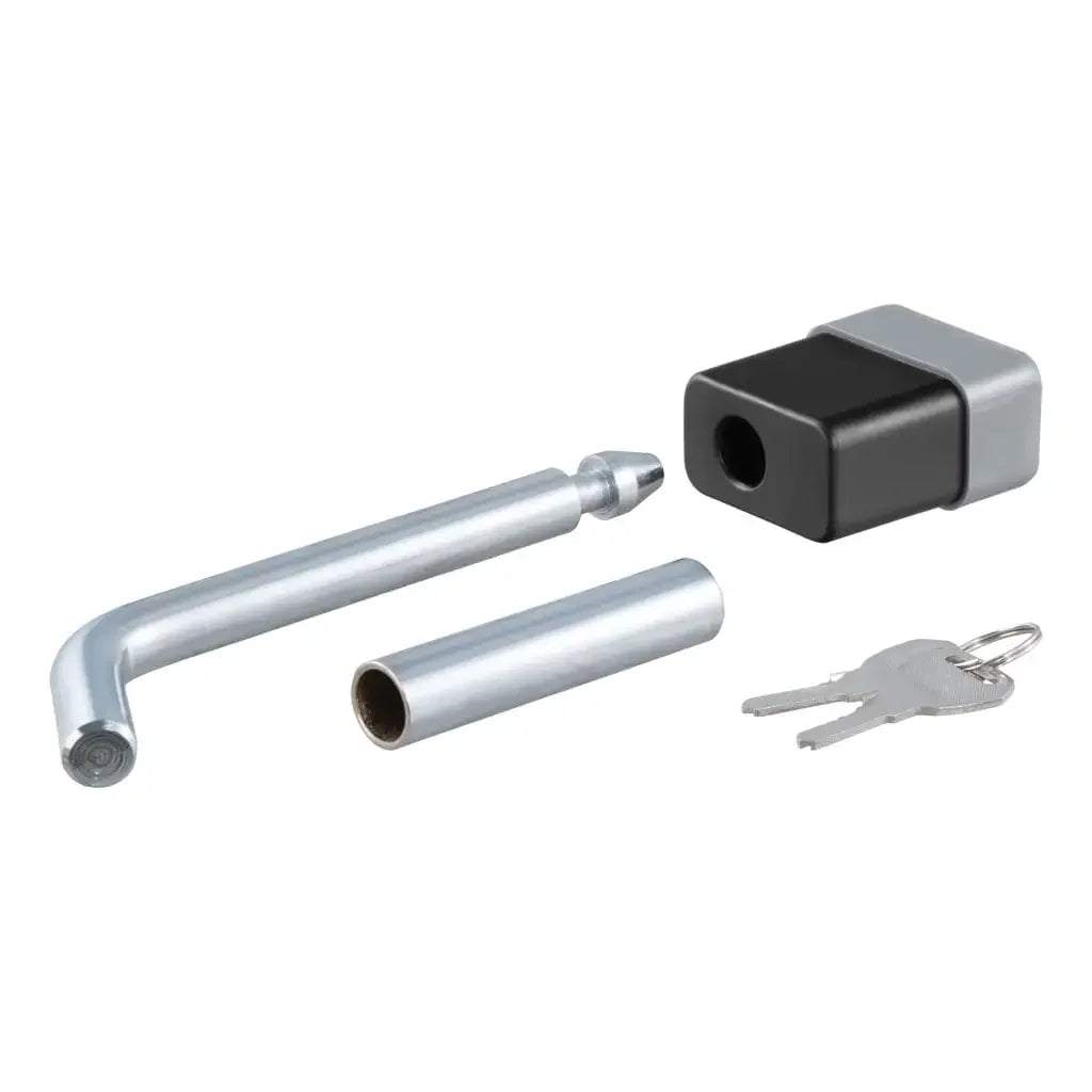 CURT 23024 1/2" Hitch Lock with 5/8" Adapter (1-1/4" or 2" Receiver, Deadbolt, Chrome) - View 1