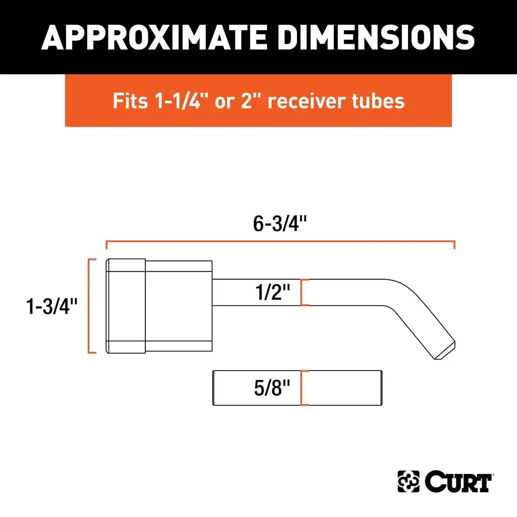 CURT 23024 1/2" Hitch Lock with 5/8" Adapter (1-1/4" or 2" Receiver, Deadbolt, Chrome) - View 2