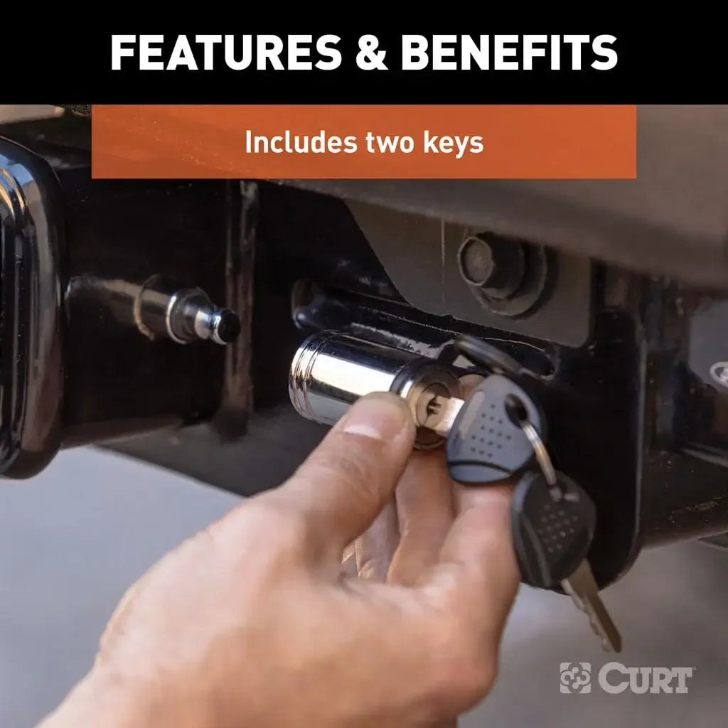 CURT 23025 5/8" Hitch Lock (3" Receiver, Barbell, Chrome) - View 9