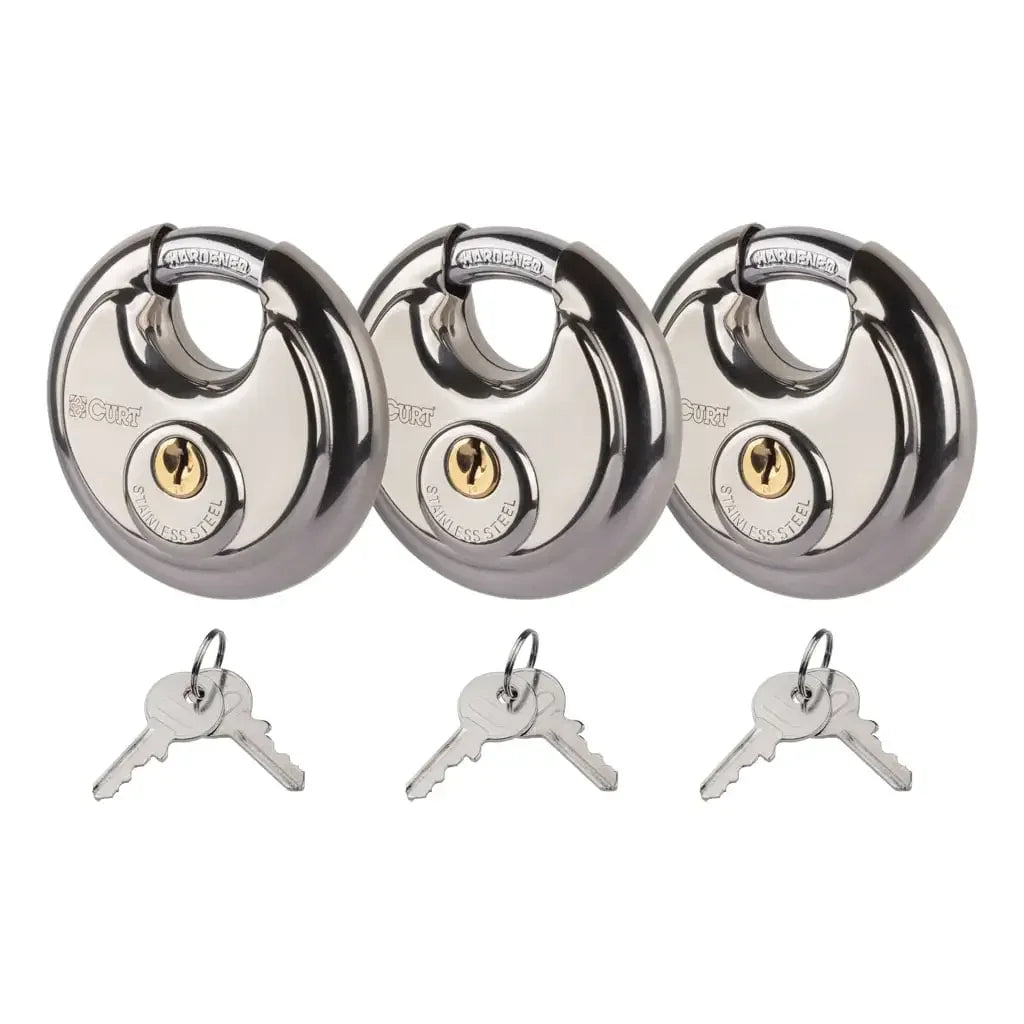 CURT 23085 Stainless Steel Disc Locks, 3-Pack - View 1