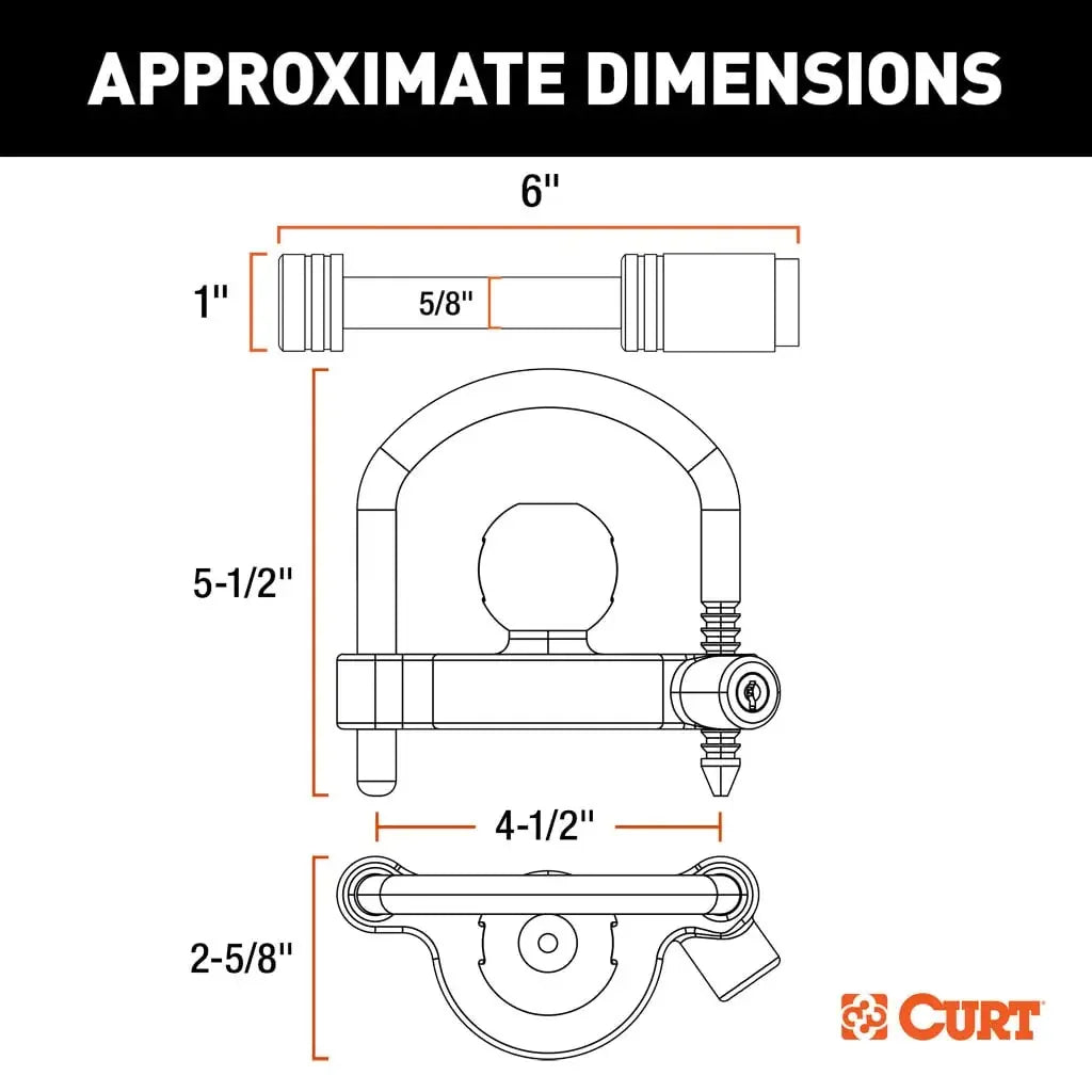 CURT 23092 Hitch & Coupler Lock Set, 2" or 2-1/2" Receivers, 1-7/8" to 2-5/16" Couplers - View 2