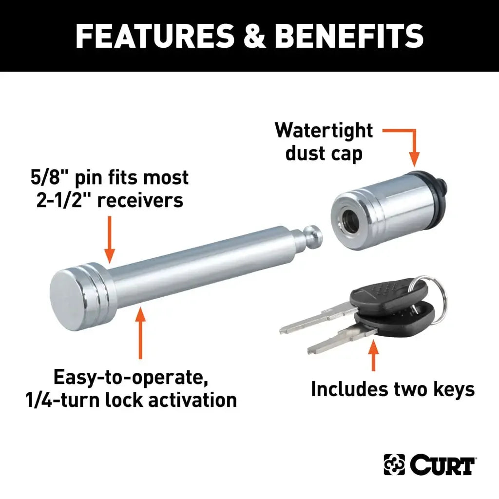 CURT 23092 Hitch & Coupler Lock Set, 2" or 2-1/2" Receivers, 1-7/8" to 2-5/16" Couplers - View 4