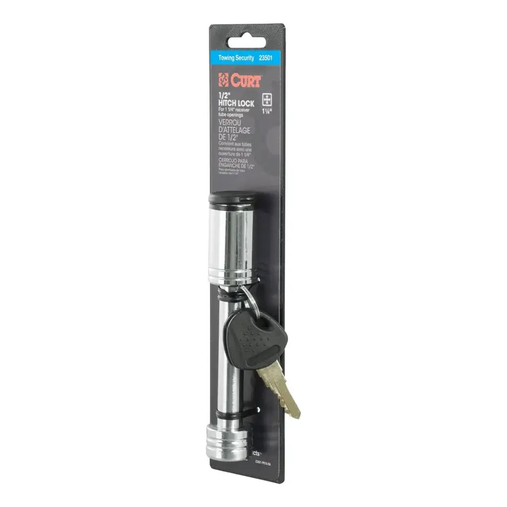 CURT 23501 1/2" Hitch Lock (1-1/4" Receiver, Barbell, Chrome) - View 8