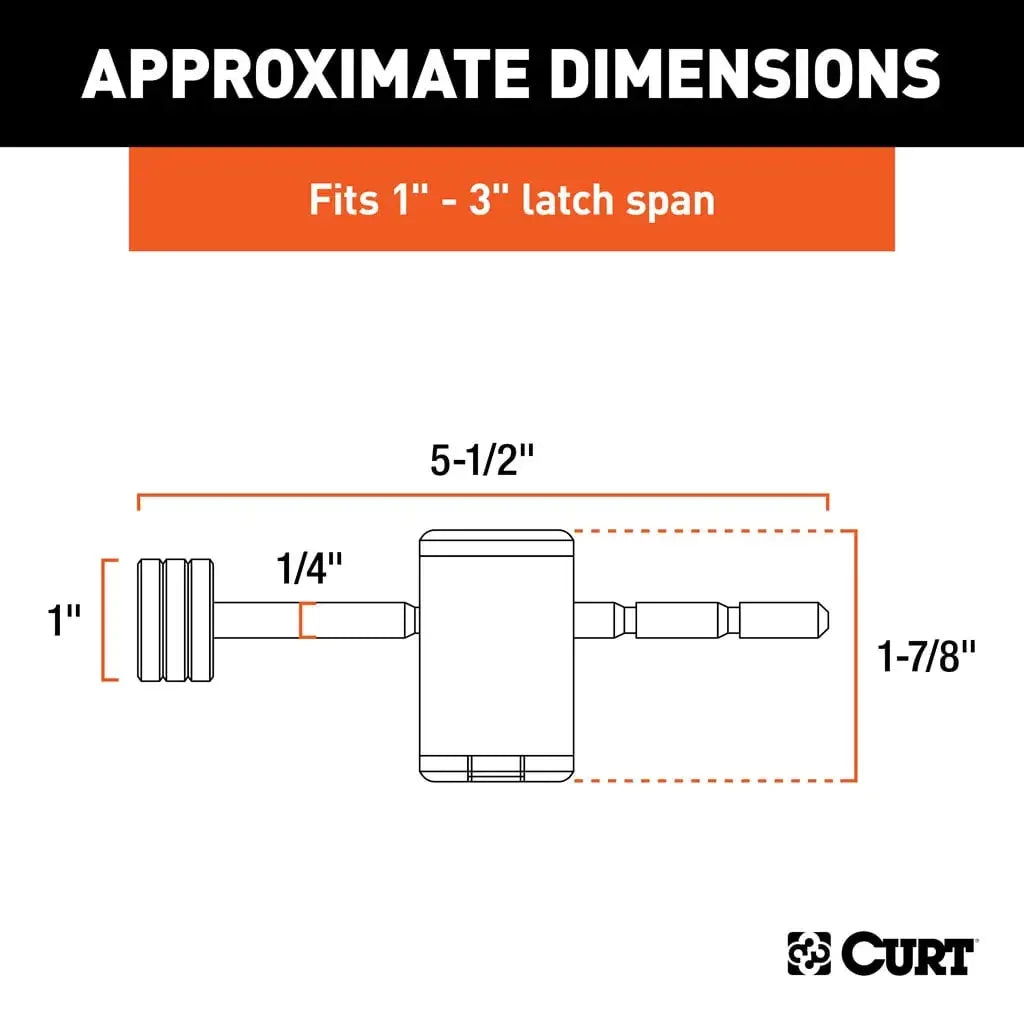 CURT 23503 Coupler Lock (1/4" Pin, 1" to 3" Latch Span, Right-Angle, Chrome) - View 2