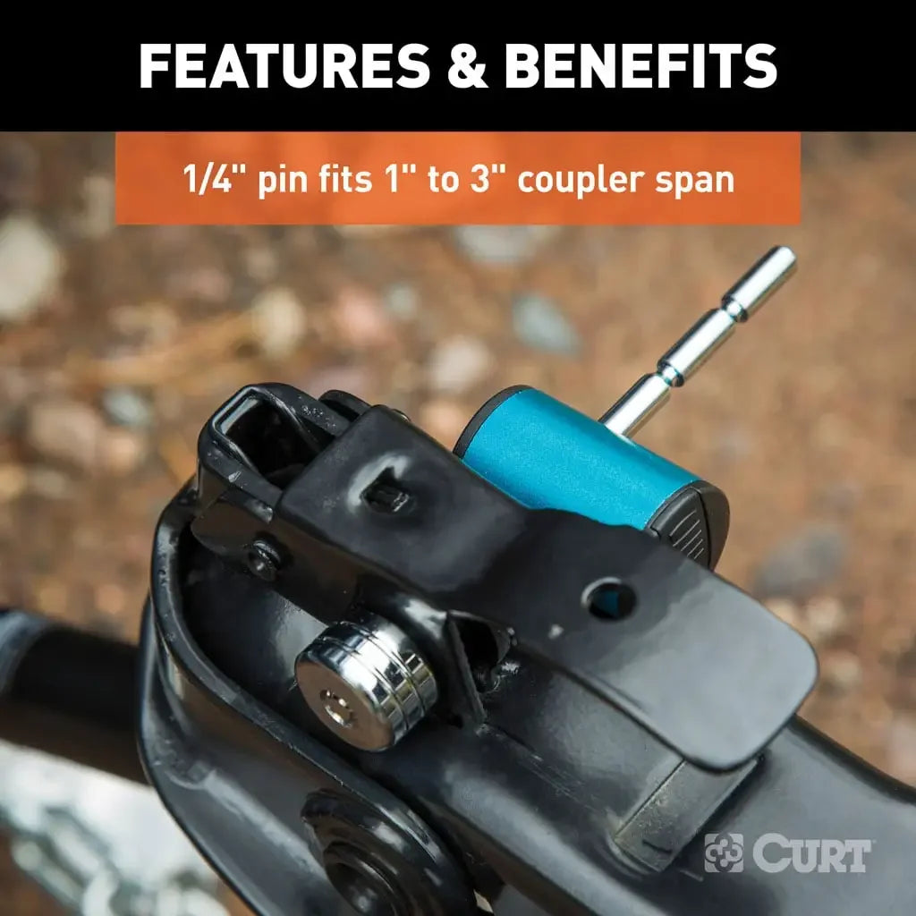 CURT 23503 Coupler Lock (1/4" Pin, 1" to 3" Latch Span, Right-Angle, Chrome) - View 4