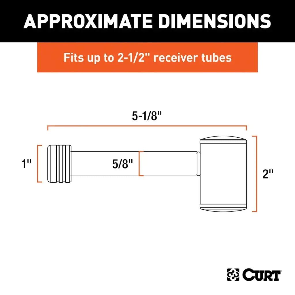 CURT 23504 5/8" Hitch Lock (2" or 2-1/2" Receiver, Right-Angle, Chrome) - View 2
