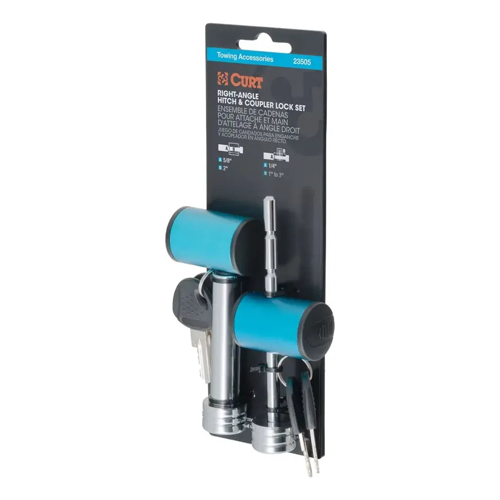 CURT 23505 Right-Angle Hitch & Coupler Lock Set (2" Receiver, 1" to 3" Latch) - View 11