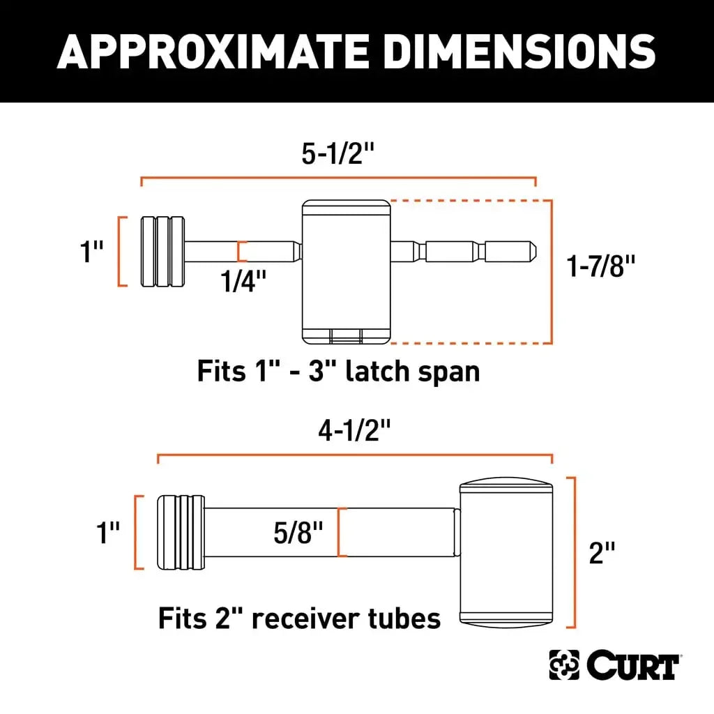 CURT 23505 Right-Angle Hitch & Coupler Lock Set (2" Receiver, 1" to 3" Latch) - View 2