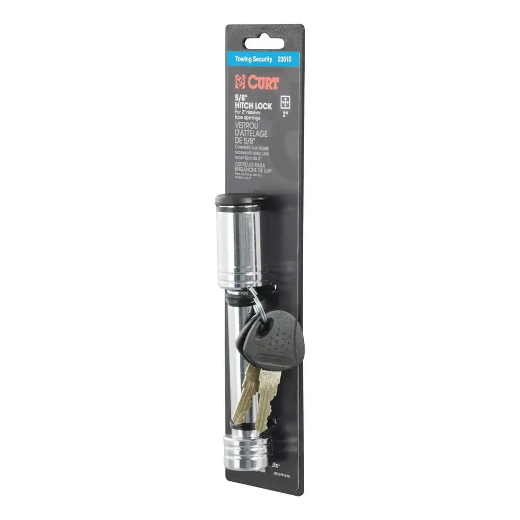 CURT 23515 5/8" Hitch Lock (2" Receiver, Barbell, Chrome) - View 8