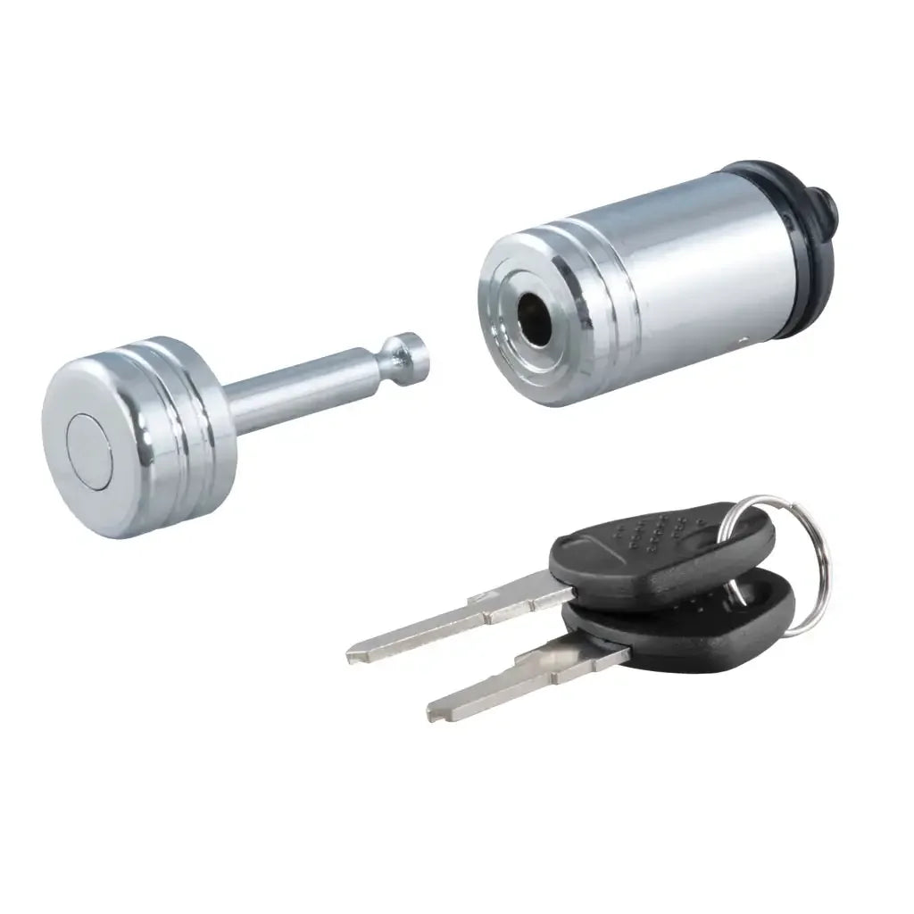 CURT 23520 Coupler Lock (1/4" Pin, 7/8" Latch Span, Barbell, Chrome) - View 1