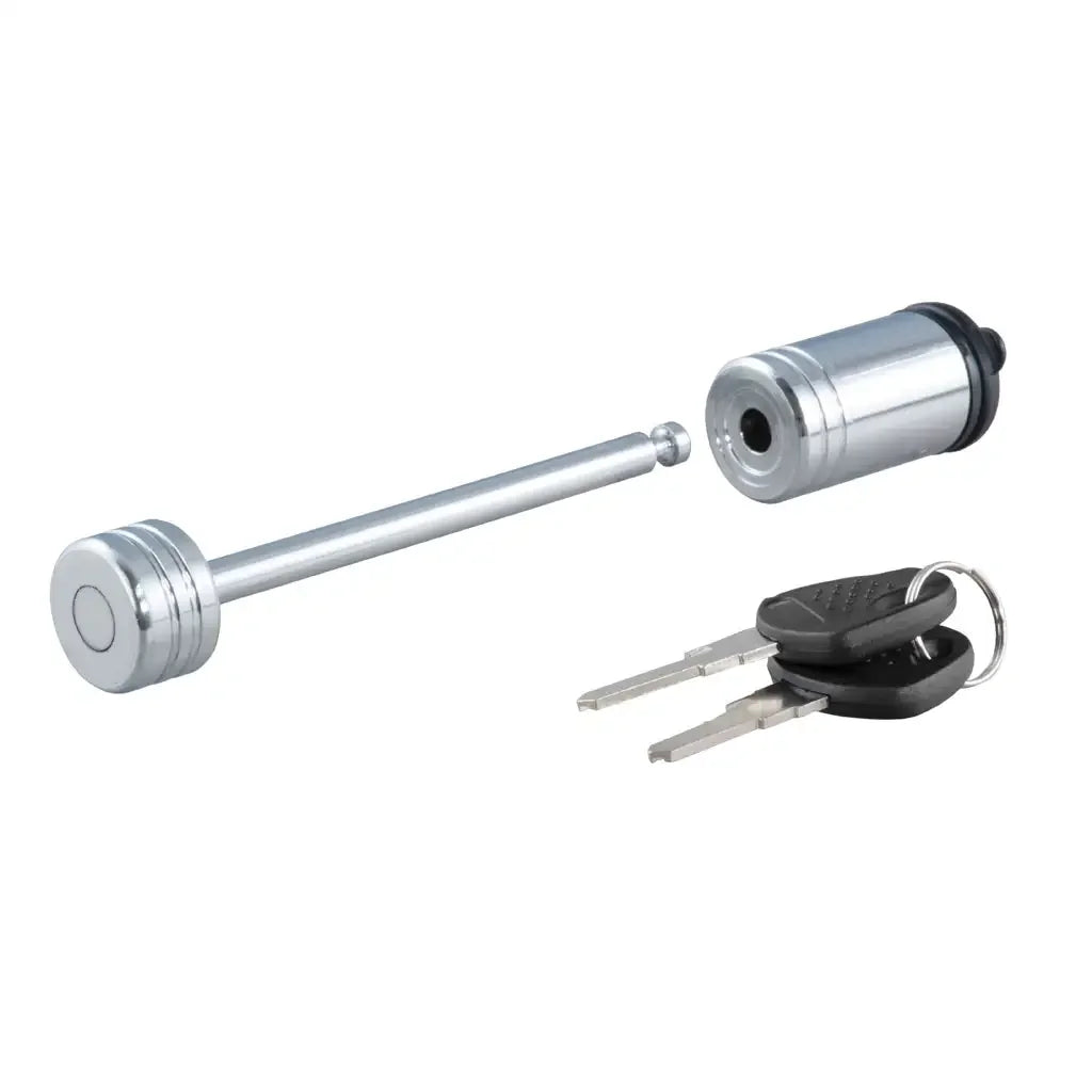 CURT 23523 Coupler Lock (1/4" Pin, 3-3/8" Latch Span, Barbell, Chrome) - View 1