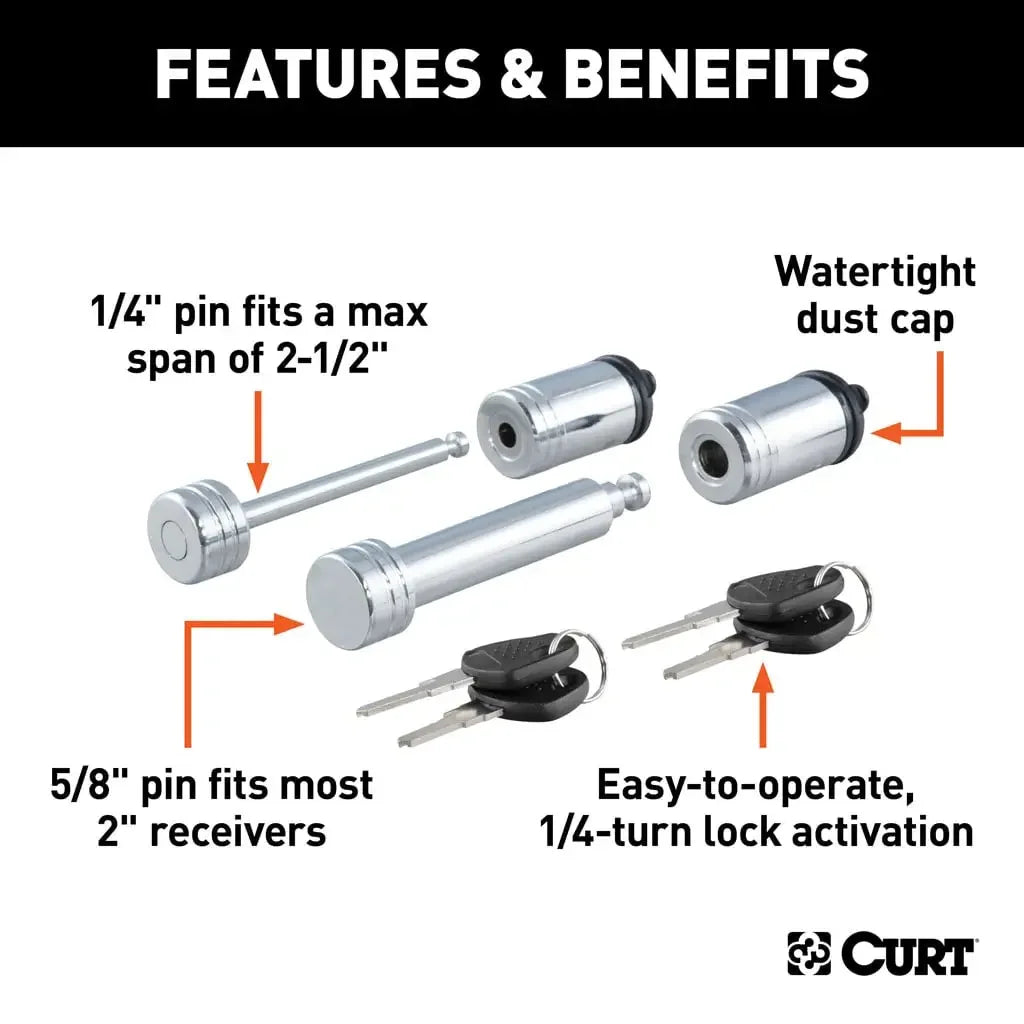CURT 23527 Hitch & Coupler Lock Set (2" Receiver, 2-1/2" Latch) - View 3