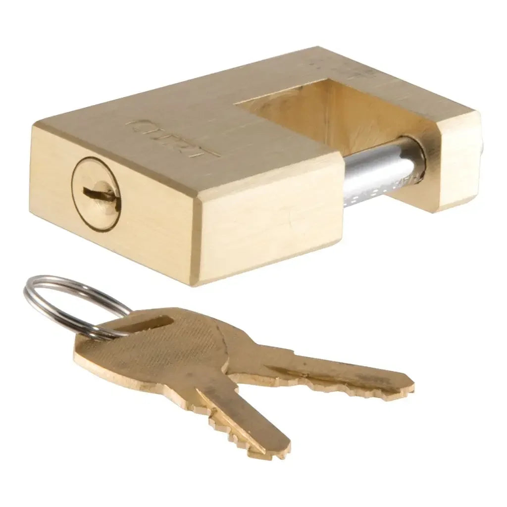 CURT 23546 Coupler Lock (1/4" Pin, 3/4" Latch Span, Padlock, Solid Brass) - View 1