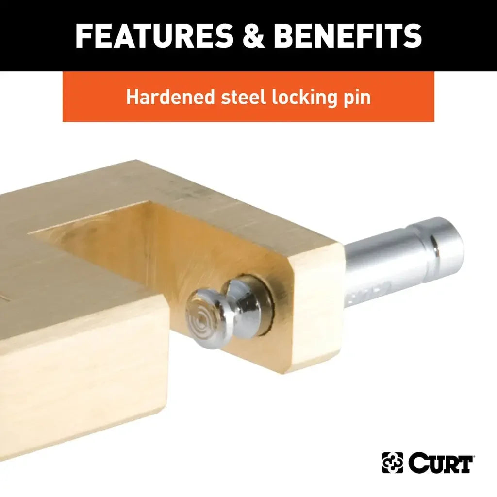 CURT 23546 Coupler Lock (1/4" Pin, 3/4" Latch Span, Padlock, Solid Brass) - View 6