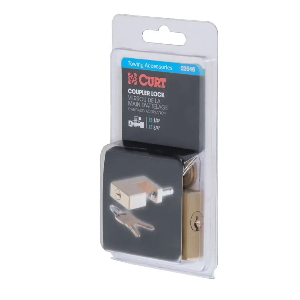 CURT 23546 Coupler Lock (1/4" Pin, 3/4" Latch Span, Padlock, Solid Brass) - View 7