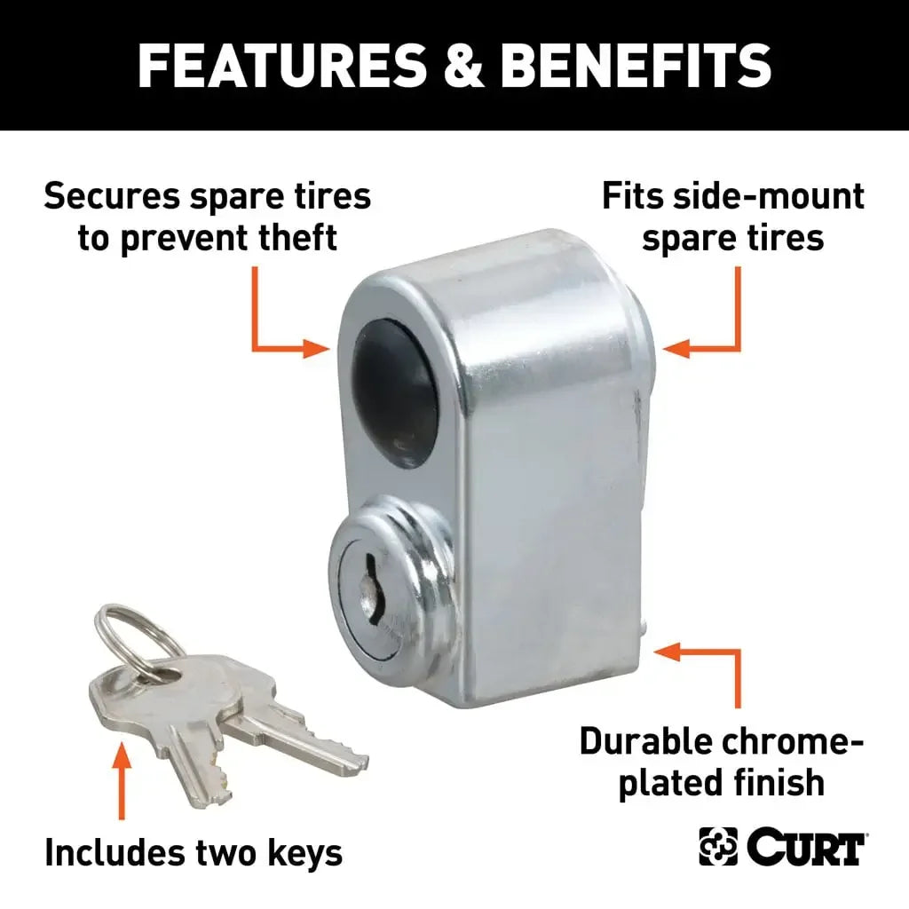 CURT 23562 Spare Tire Lock (Chrome) - View 3
