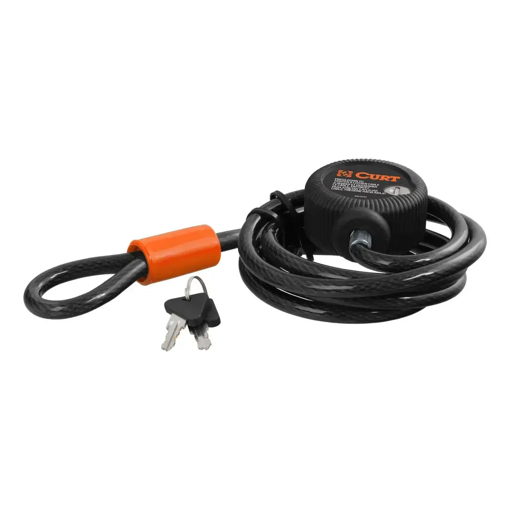 CURT 23670 Multi-Use Cable Lock (6' x 3/8" Cable, Vinyl-Coated Braided Steel) - View 1