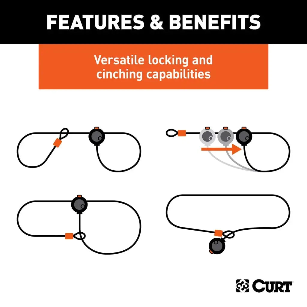 CURT 23670 Multi-Use Cable Lock (6' x 3/8" Cable, Vinyl-Coated Braided Steel) - View 5