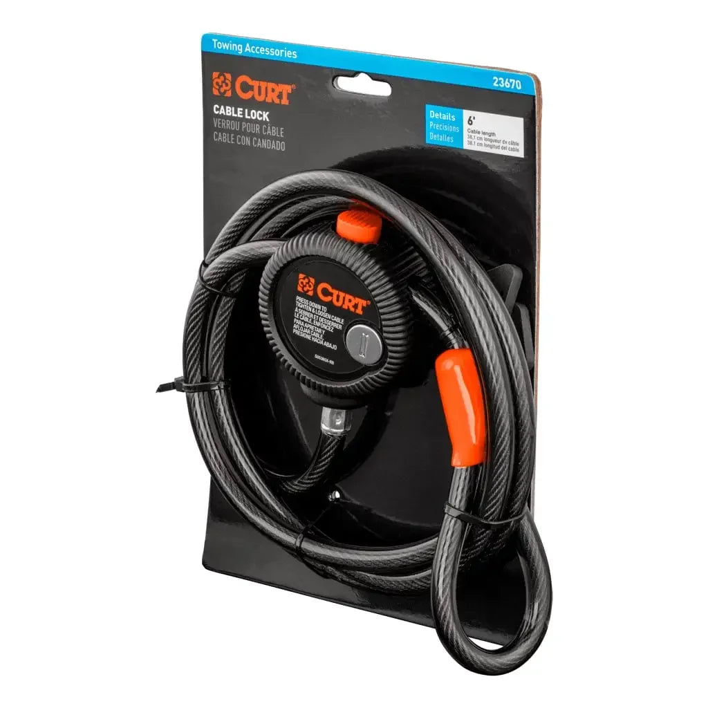 CURT 23670 Multi-Use Cable Lock (6' x 3/8" Cable, Vinyl-Coated Braided Steel) - View 8