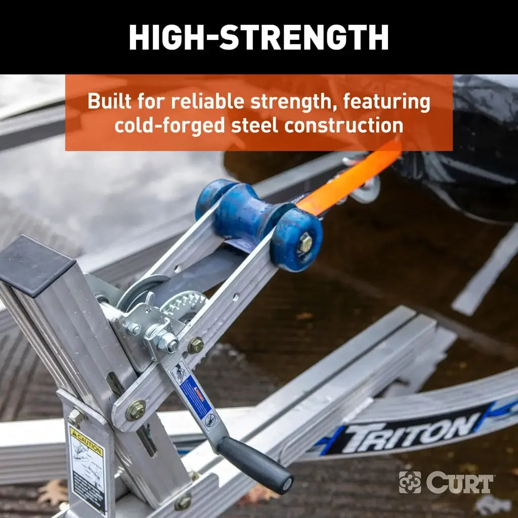 CURT 25002 Hand Crank Winch with 15' Strap & Bow Loop (900 lbs, 6.5" Handle) - View 6