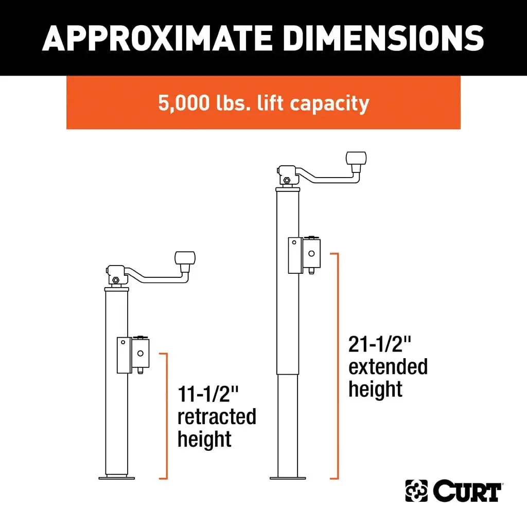 CURT 25006 Pipe-Mount Swivel Trailer Jack with Top Handle (5,000 lbs, 10" Travel) - View 2