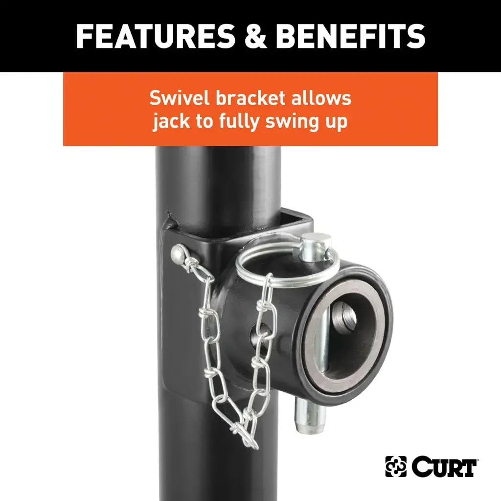 CURT 25006 Pipe-Mount Swivel Trailer Jack with Top Handle (5,000 lbs, 10" Travel) - View 4
