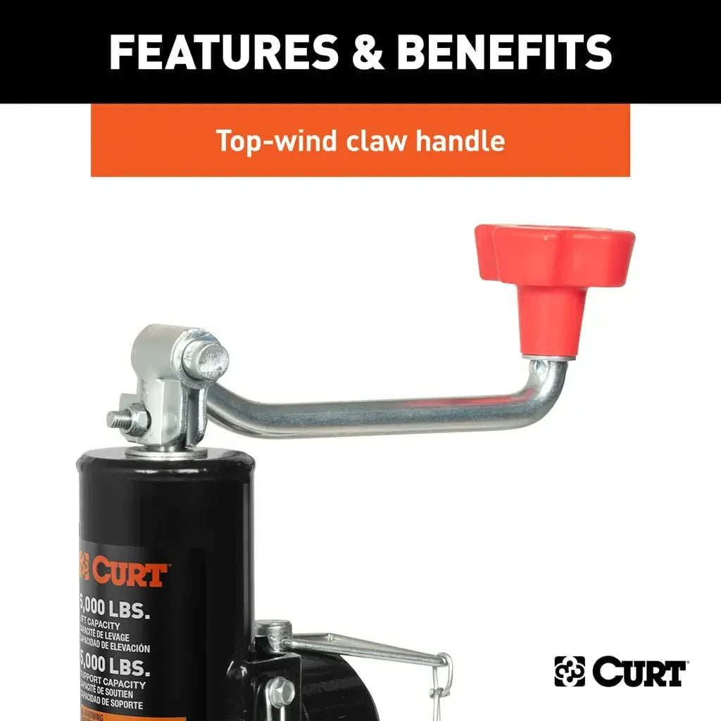 CURT 25006 Pipe-Mount Swivel Trailer Jack with Top Handle (5,000 lbs, 10" Travel) - View 5
