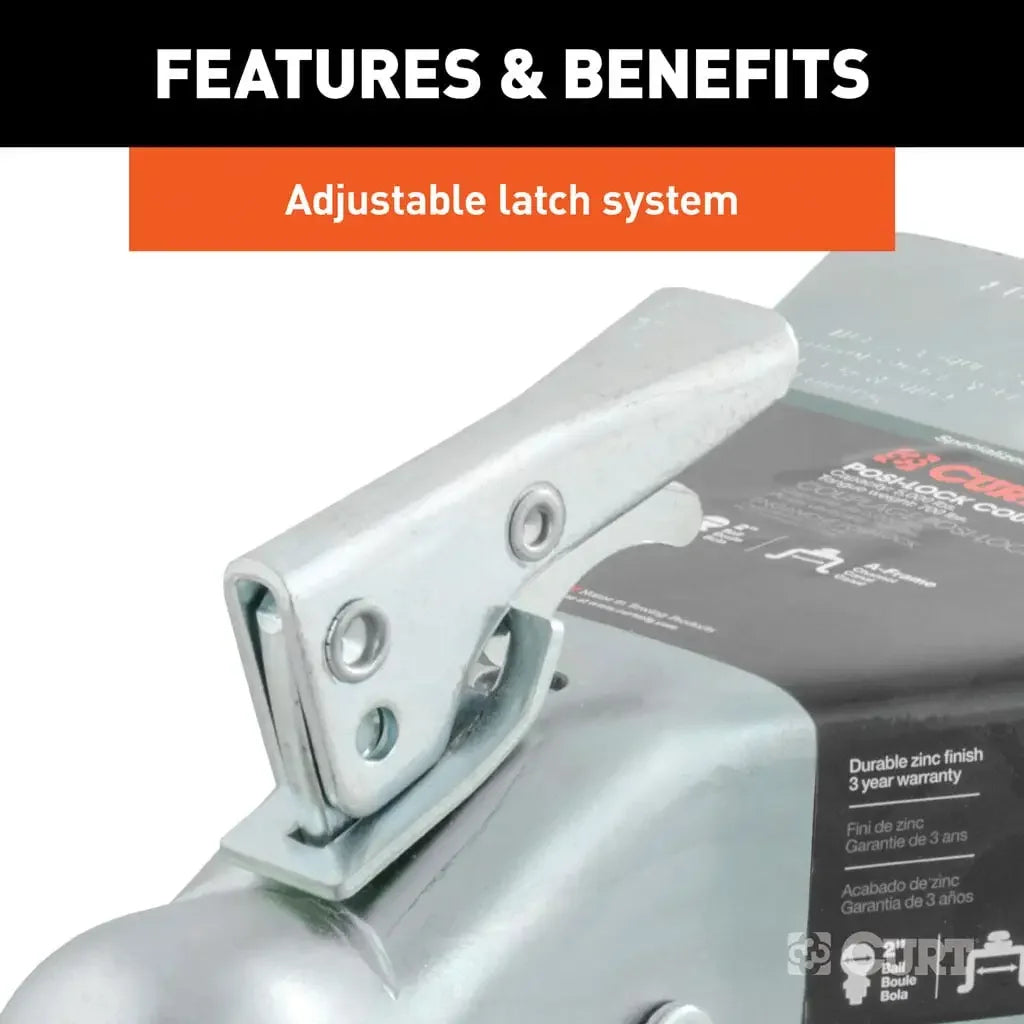 CURT 25101 2" A-Frame Coupler with Posi-Lock (5,000 lbs, Zinc) - View 4