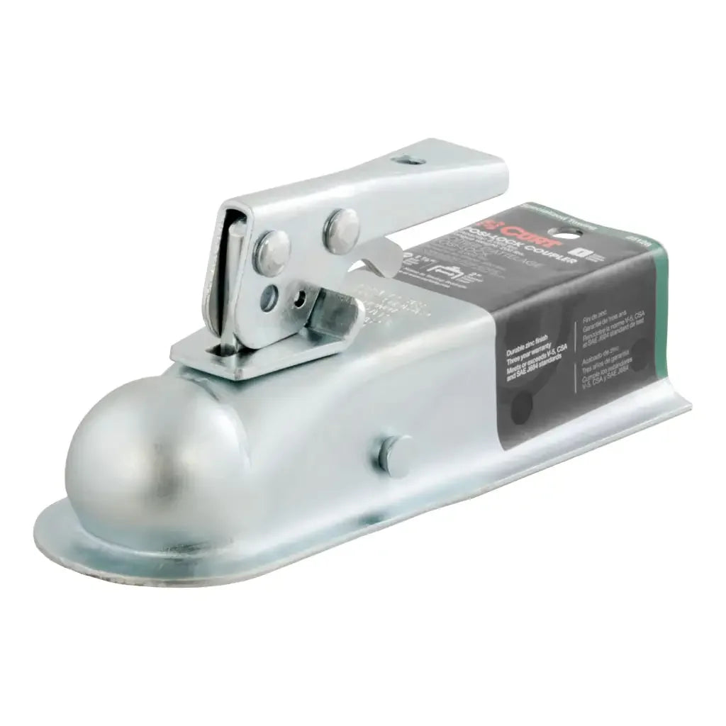 CURT 25128 1-7/8" Straight-Tongue Coupler with Posi-Lock (2" Channel, 2,000 lbs, Zinc) - View 1