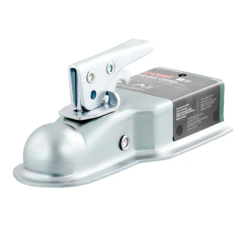 CURT 25131 1-7/8" Straight-Tongue Coupler with Posi-Lock (3" Channel, 2,000 lbs, Zinc) - View 1
