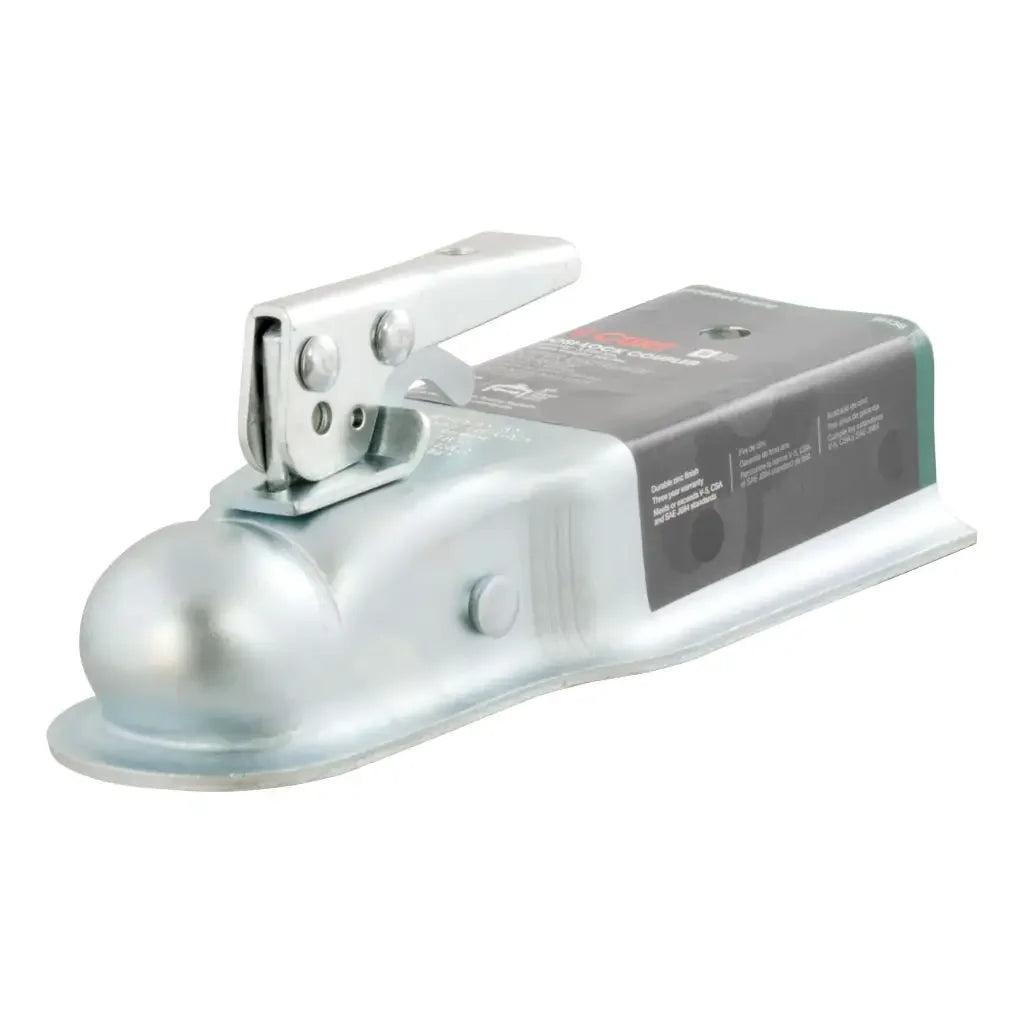 CURT 25138 2" Straight-Tongue Coupler with Posi-Lock (3" Channel, 3,500 lbs, Zinc) - View 1