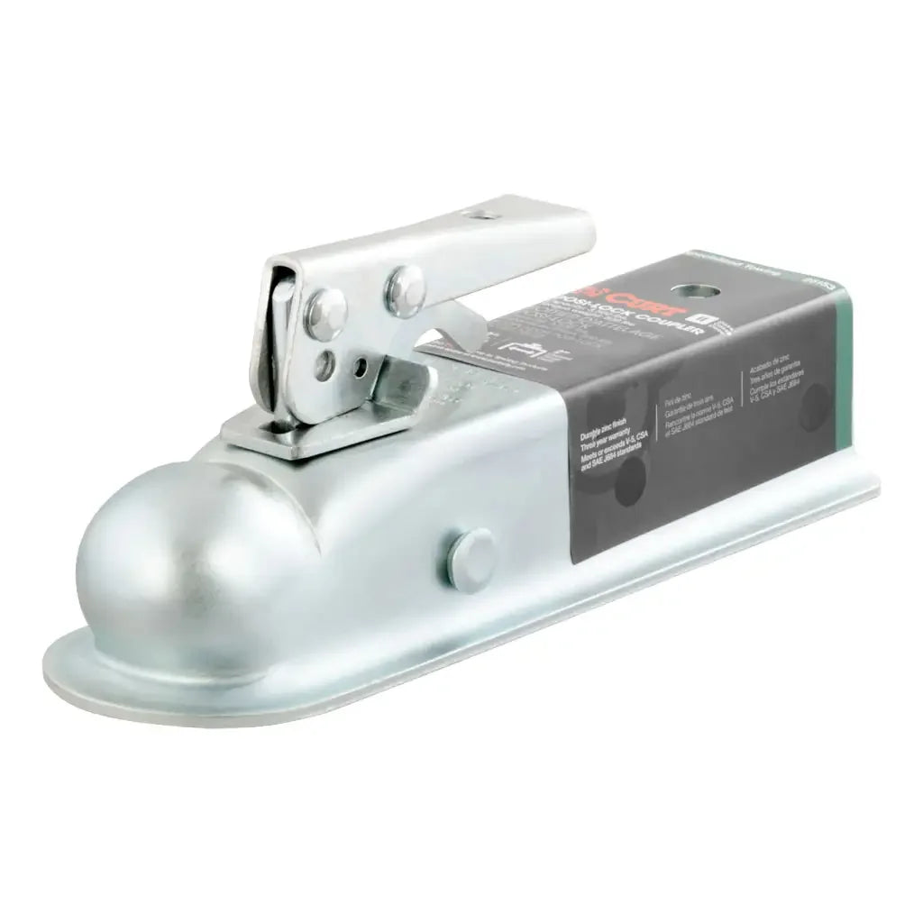 CURT 25153 2" Straight-Tongue Coupler with Posi-Lock (2" Channel, 3,500 lbs, Zinc) - View 1