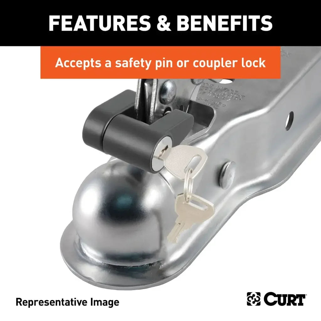 CURT 25153 2" Straight-Tongue Coupler with Posi-Lock (2" Channel, 3,500 lbs, Zinc) - View 5