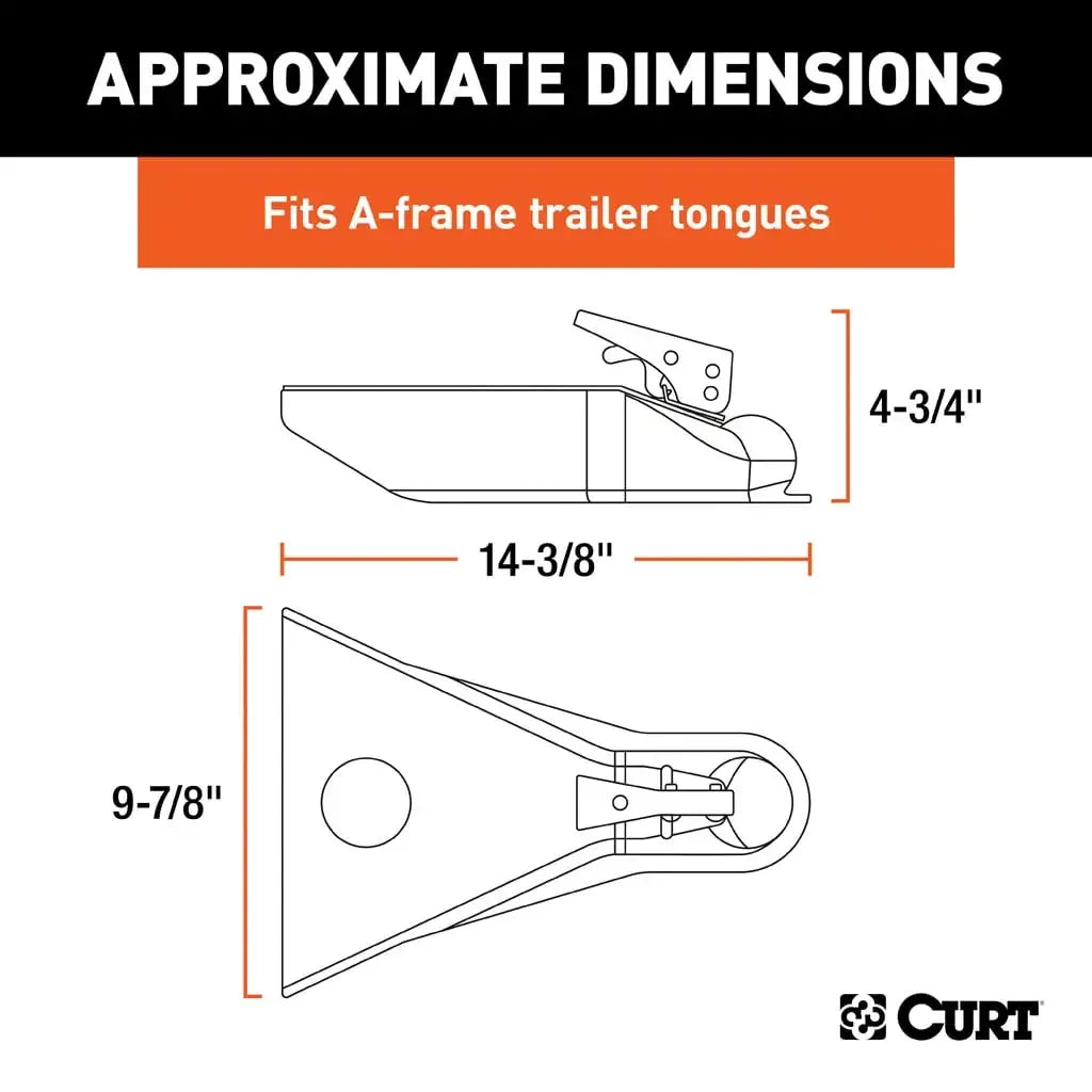 CURT 25210 2" A-Frame Coupler with Posi-Lock (5,000 lbs, Black) - View 2