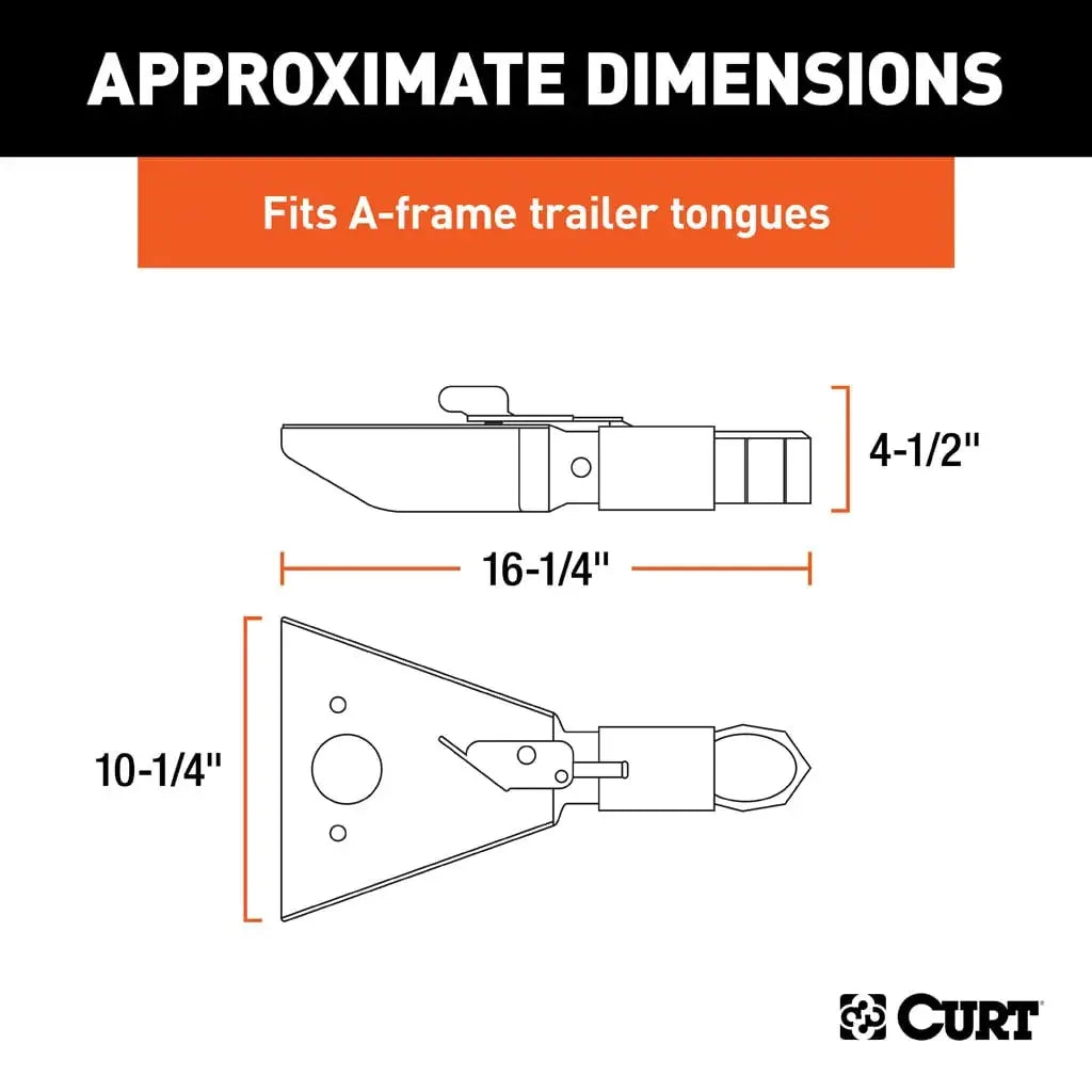 CURT 25217 2" A-Frame Coupler with Sleeve-Lock (7,000 lbs, Black) - View 2