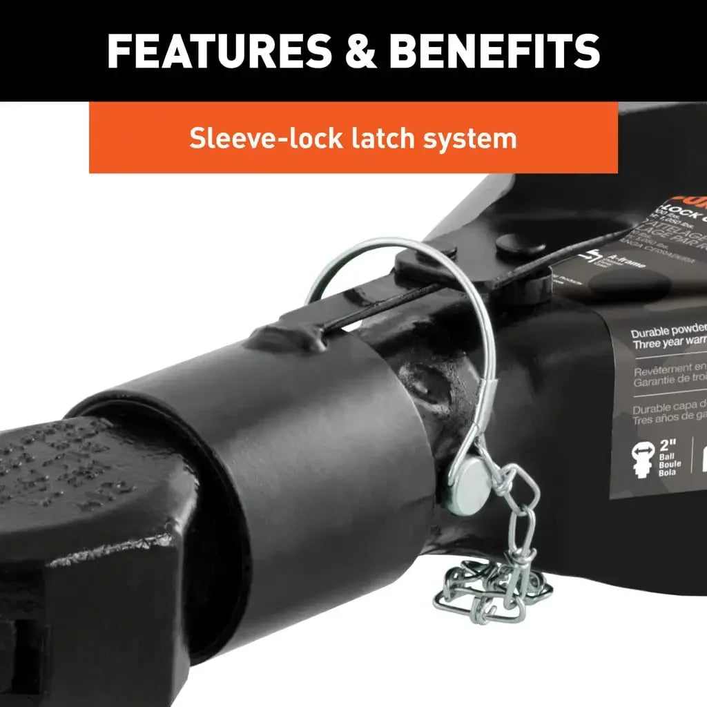 CURT 25217 2" A-Frame Coupler with Sleeve-Lock (7,000 lbs, Black) - View 4