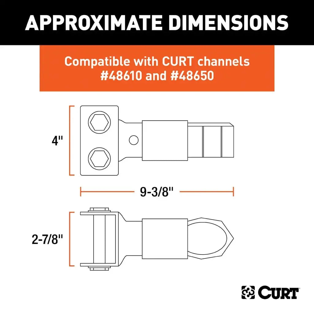 CURT 25319 2" Channel-Mount Coupler with Sleeve-Lock (7,000 lbs, Black) - View 2
