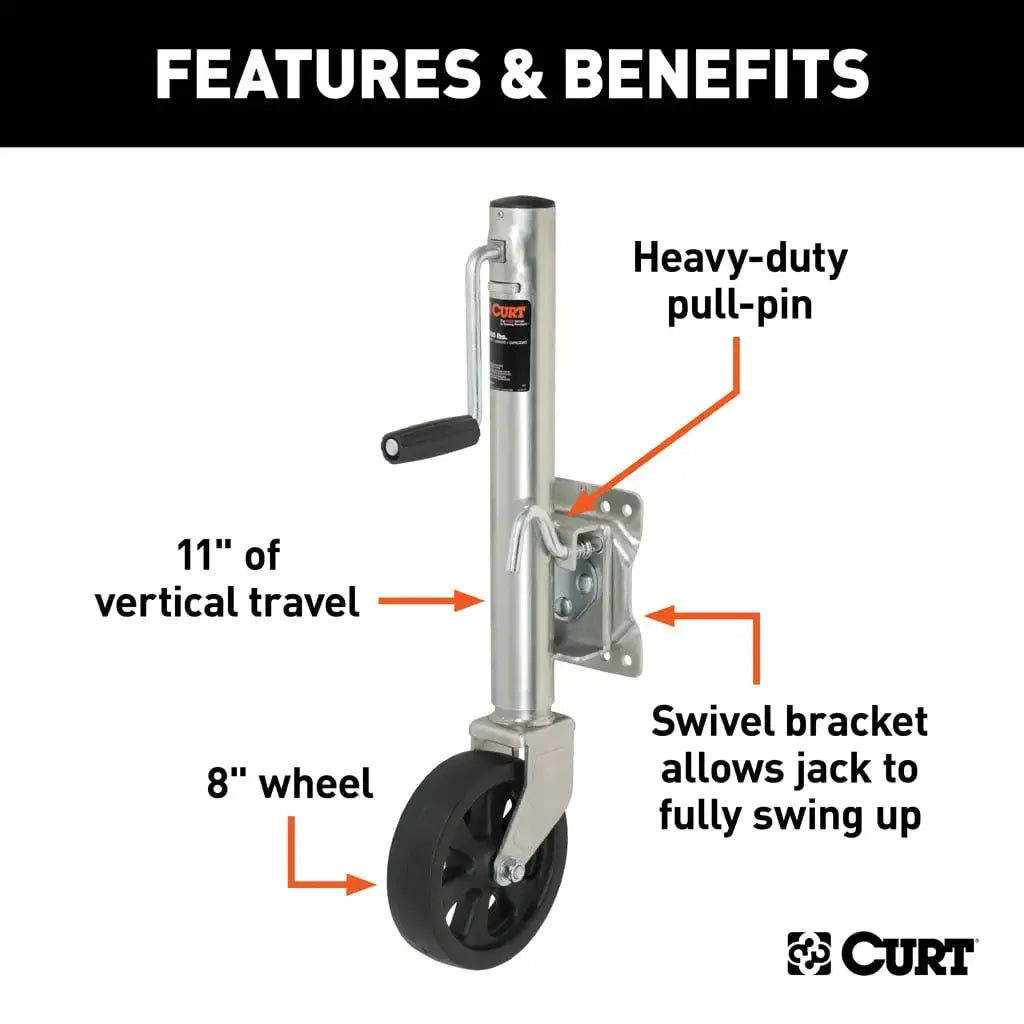 CURT 28116 Marine Jack with 8" Wheel (1,500 lbs, 10" Travel, Packaged) - View 3