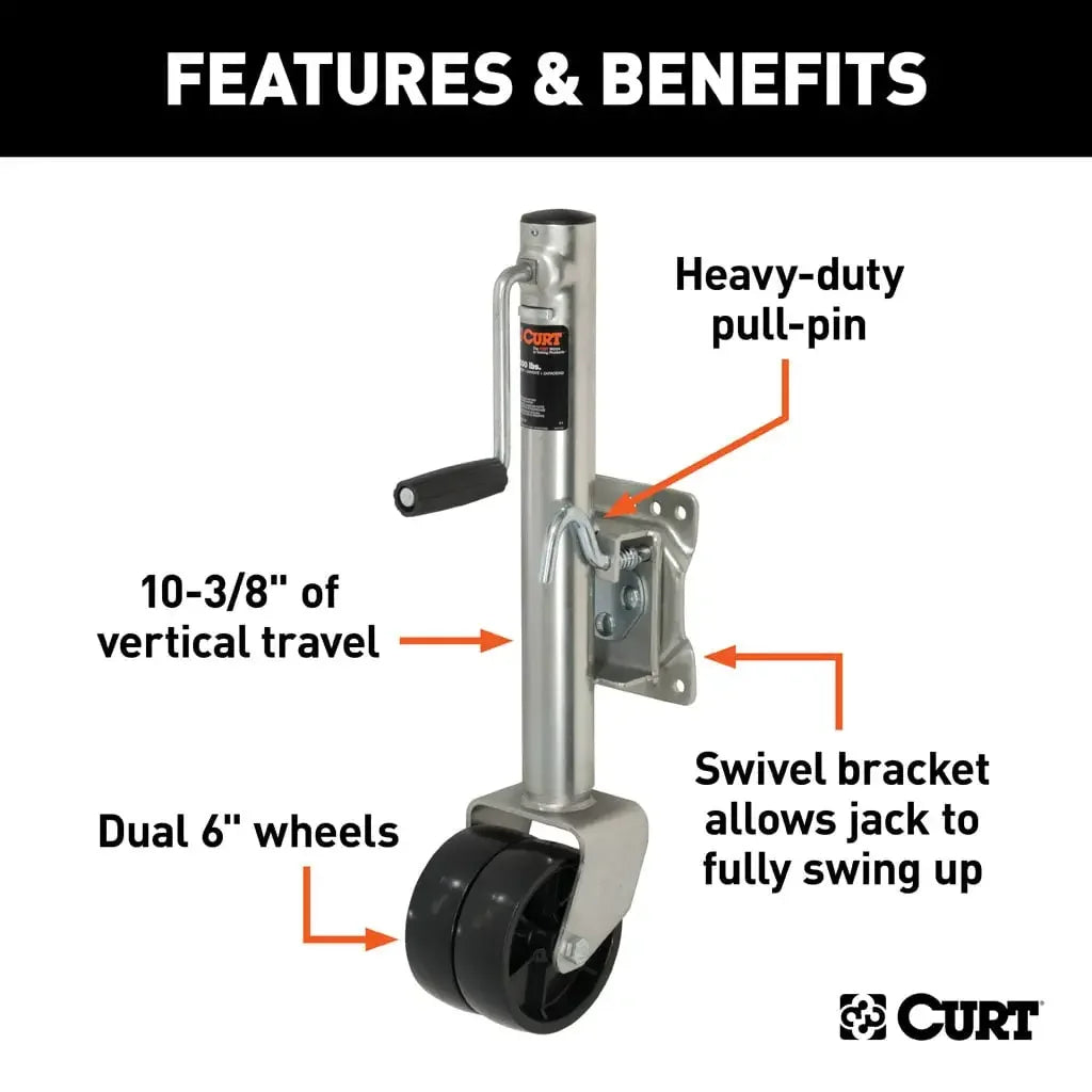 CURT 28155 Marine Jack with Dual 6" Wheels (1,500 lbs, 10" Travel) - View 3