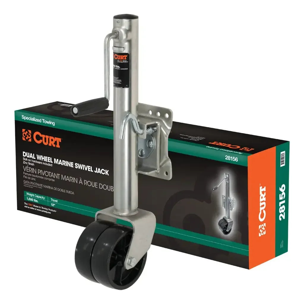 CURT 28156 Marine Jack with Dual 6" Wheels (1,500 lbs, 10" Travel, Packaged) - View 1